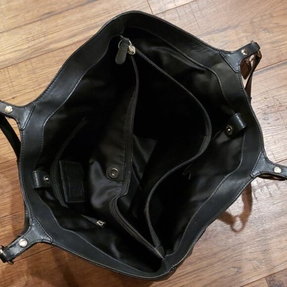 COACH Signature Black Perforated Leather Carly Tote F16598 - Picture 14 of 15